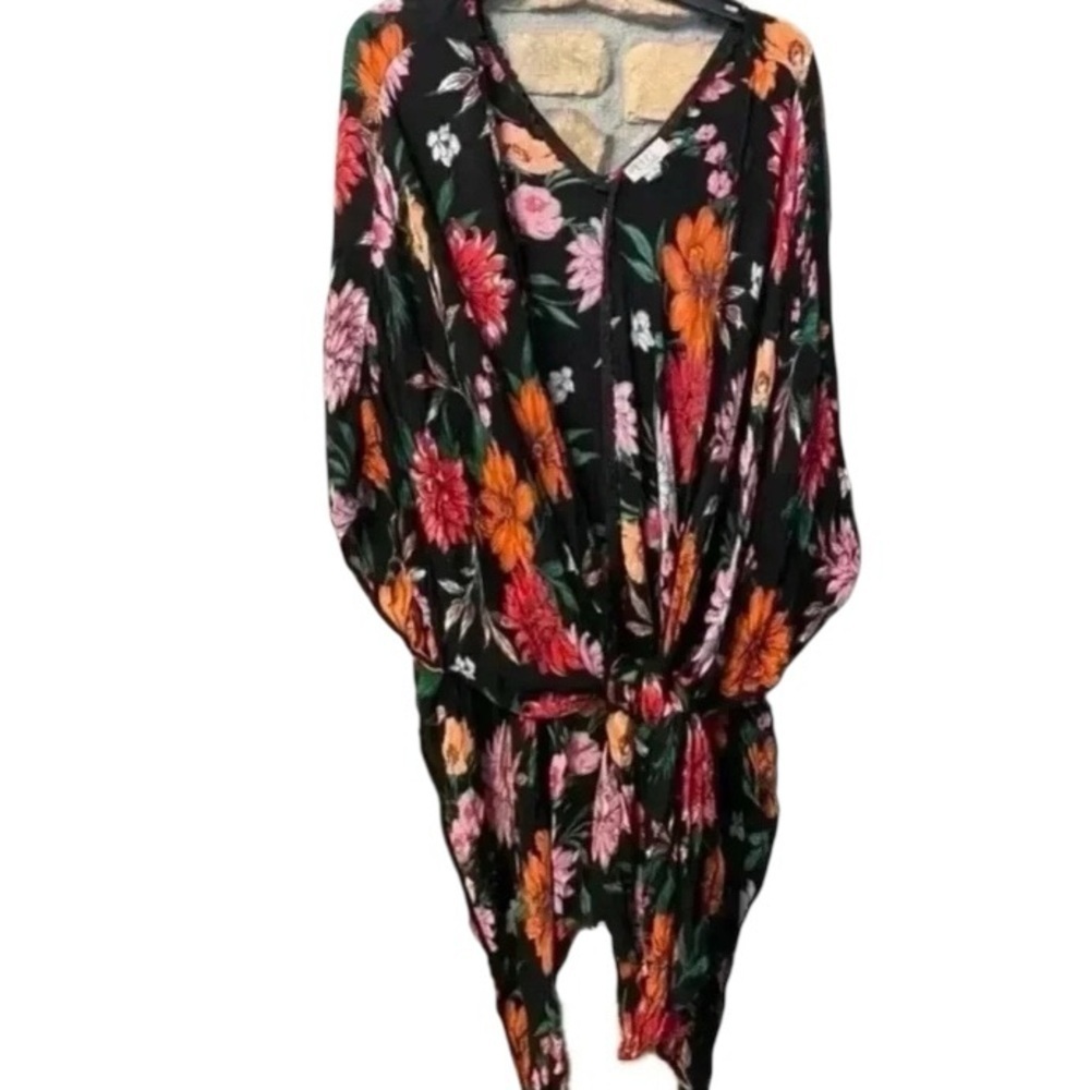 Women's Wrap Duster Coverup Boho Floral Butterfly size xl made in India